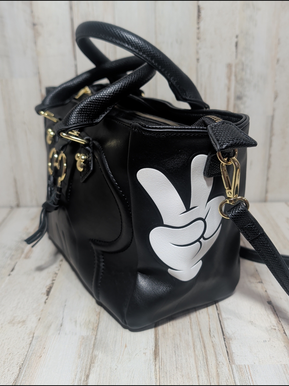 Bioworld Disney Mickey Mouse Black Medium Purse Shoulder Bag Handbag Polyester - Picture 6 of 15